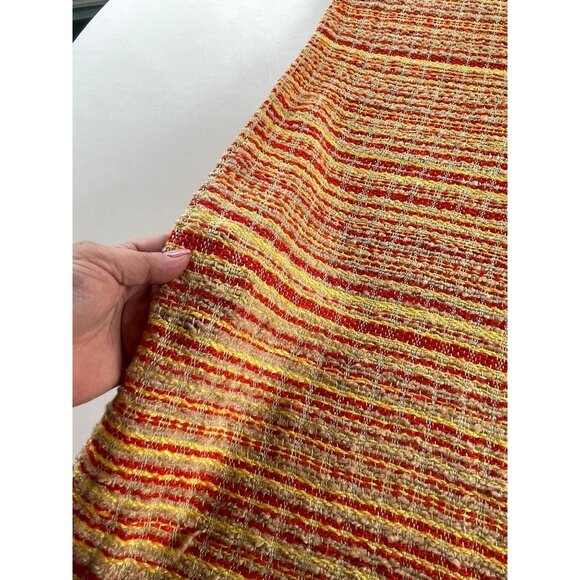 Vintage 70s curtain, orange, yellow, tan stripes, pleated panel, for each - Picture 7 of 10